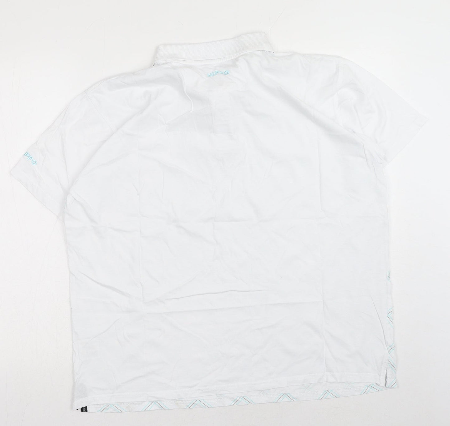 EWM Mens White Plaid Cotton Polo Size L Collared Button