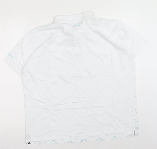 EWM Mens White Plaid Cotton Polo Size L Collared Button