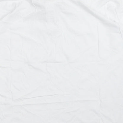 EWM Mens White Plaid Cotton Polo Size L Collared Button