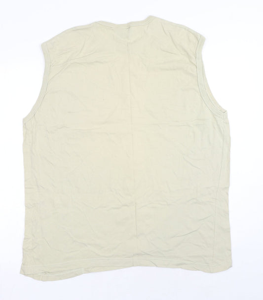 UrbanSpirit Mens Beige Cotton T-Shirt Size XL Round Neck