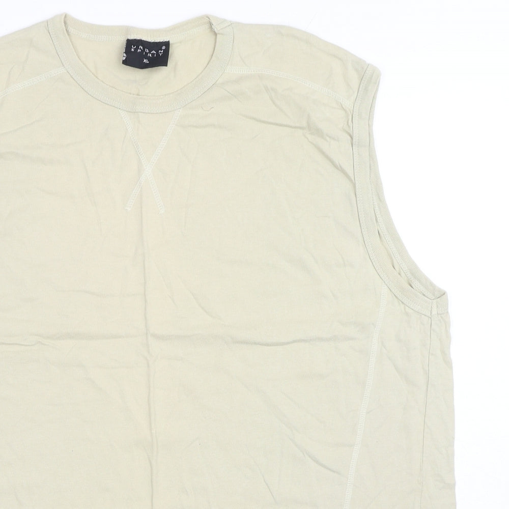 UrbanSpirit Mens Beige Cotton T-Shirt Size XL Round Neck