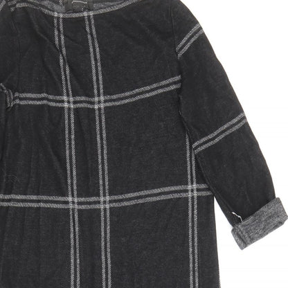 Atmosphere Womens Black Plaid Polyester Shift Size 6 Scoop Neck Pullover