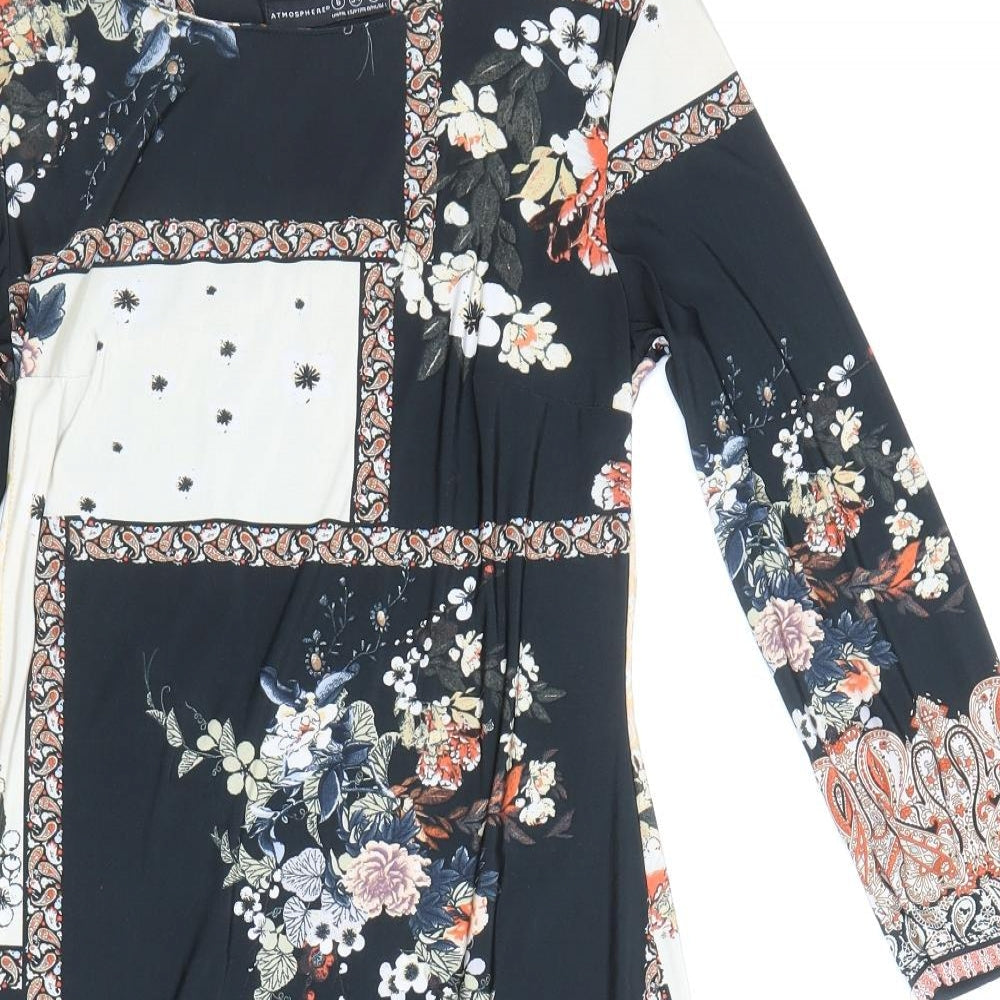 Atmosphere Womens Multicoloured Geometric Polyester A-Line Size 6 Boat Neck Pullover