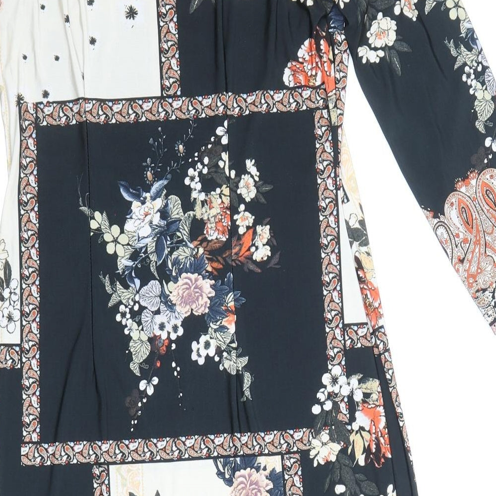 Atmosphere Womens Multicoloured Geometric Polyester A-Line Size 6 Boat Neck Pullover