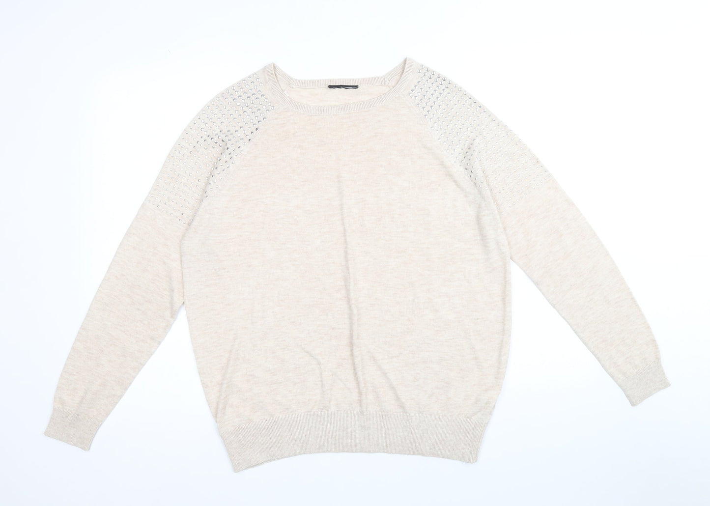 Womens UK Size 12 Preworn Beige Pullover Jumper