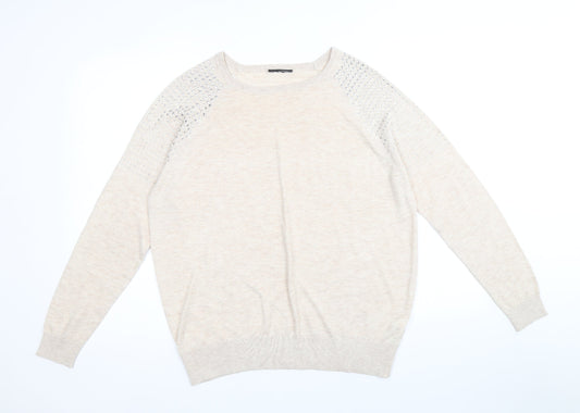 Womens UK Size 12 Preworn Beige Pullover Jumper