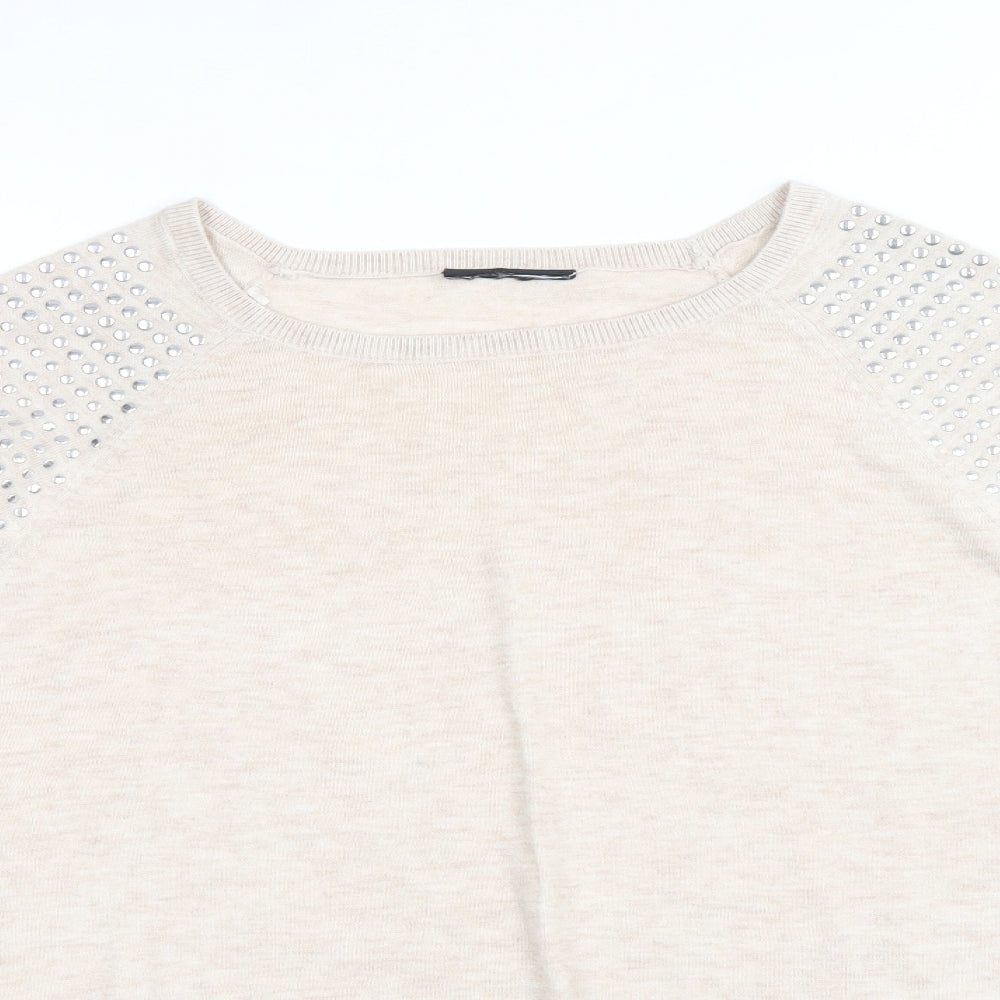 Womens UK Size 12 Preworn Beige Pullover Jumper