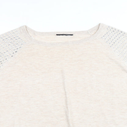 Womens UK Size 12 Preworn Beige Pullover Jumper