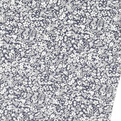 F&F Womens Blue Floral Viscose Basic T-Shirt Size 8 V-Neck