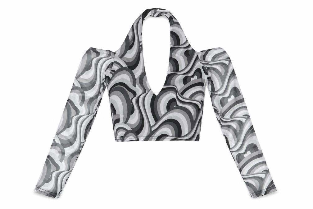 Womens UK Size S Select Grey Cropped Blouse