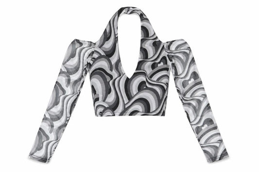 Womens UK Size S Select Grey Cropped Blouse