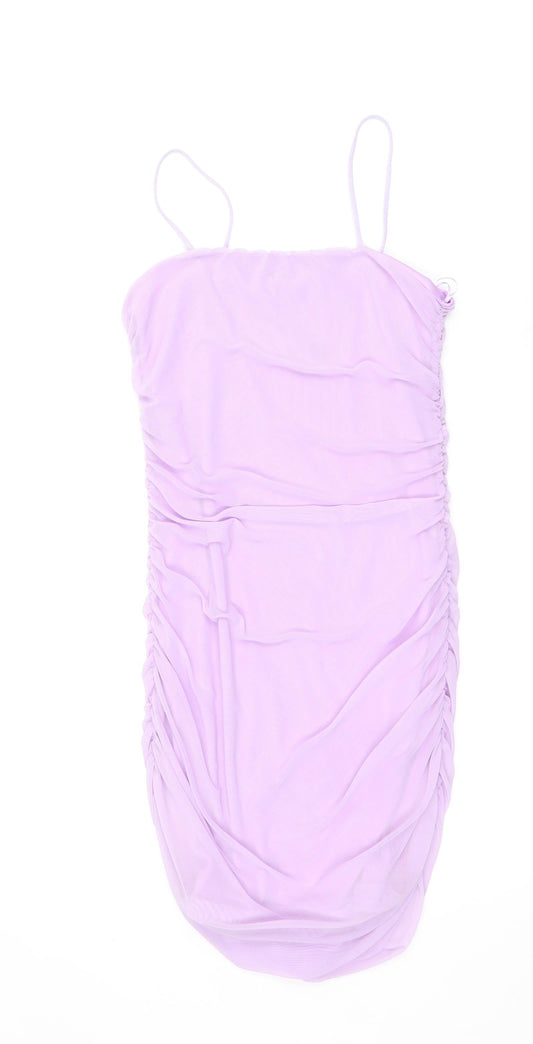 Select Womens Purple Polyester Bodycon Size 8 Square Neck Pullover