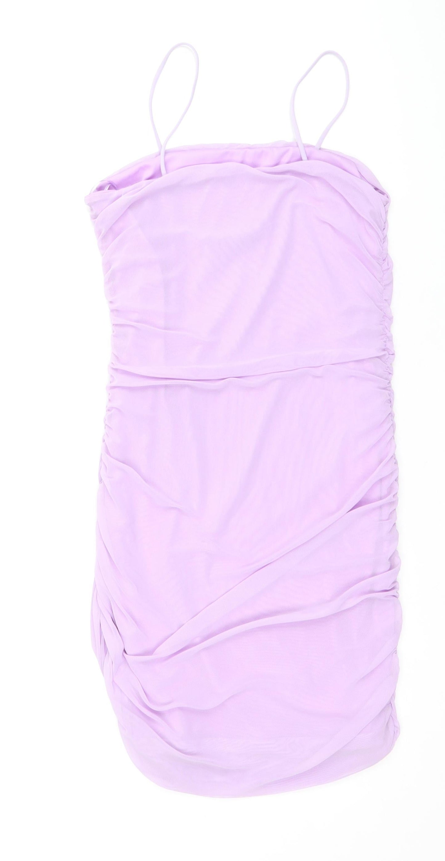 Select Womens Purple Polyester Bodycon Size 8 Square Neck Pullover