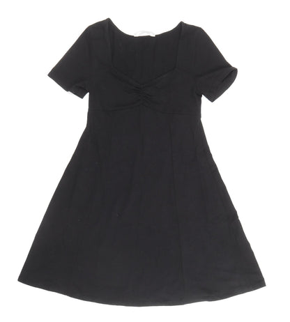 Double Zero Womens Black Cotton A-Line Size S V-Neck Pullover