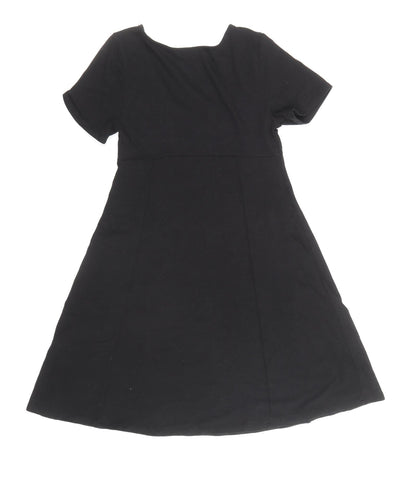 Double Zero Womens Black Cotton A-Line Size S V-Neck Pullover
