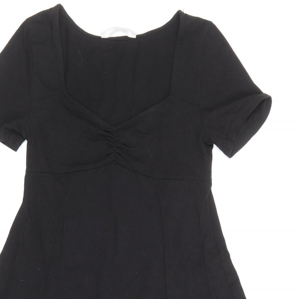 Double Zero Womens Black Cotton A-Line Size S V-Neck Pullover