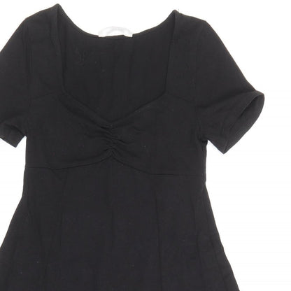 Double Zero Womens Black Cotton A-Line Size S V-Neck Pullover