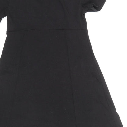Double Zero Womens Black Cotton A-Line Size S V-Neck Pullover