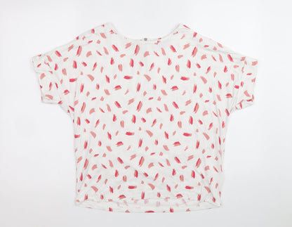 Womens UK Size 10 Peacocks White Basic T-Shirt