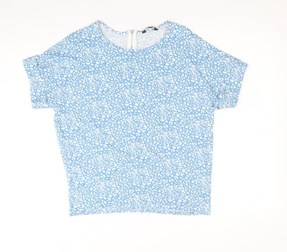 Womens UK Size 10 Peacocks Blue Basic T-Shirt