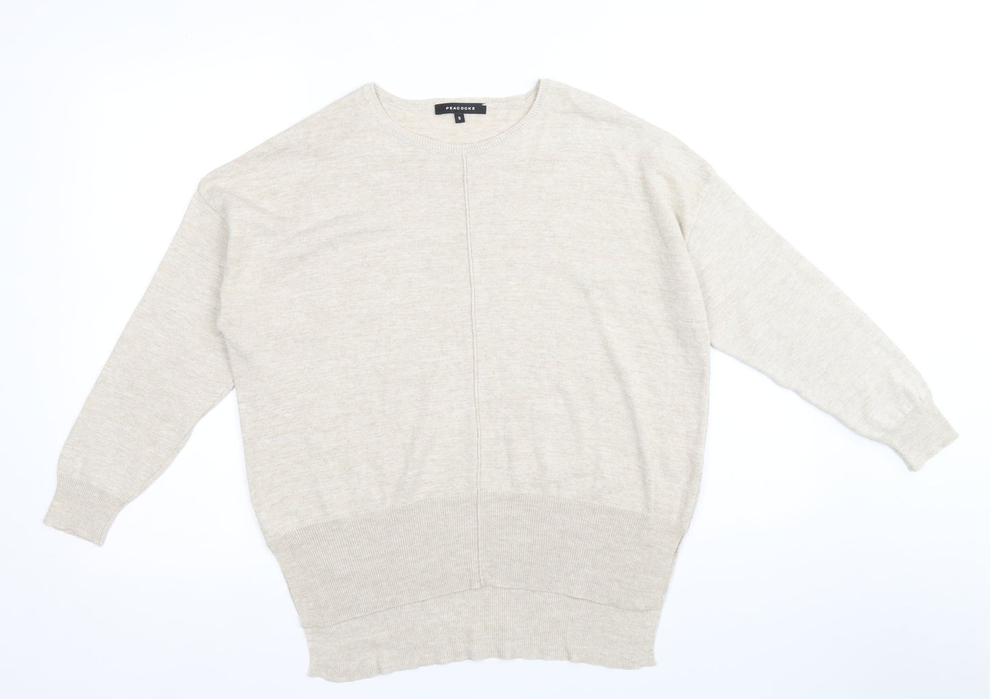 Womens UK Size S Peacocks Beige Pullover Jumper