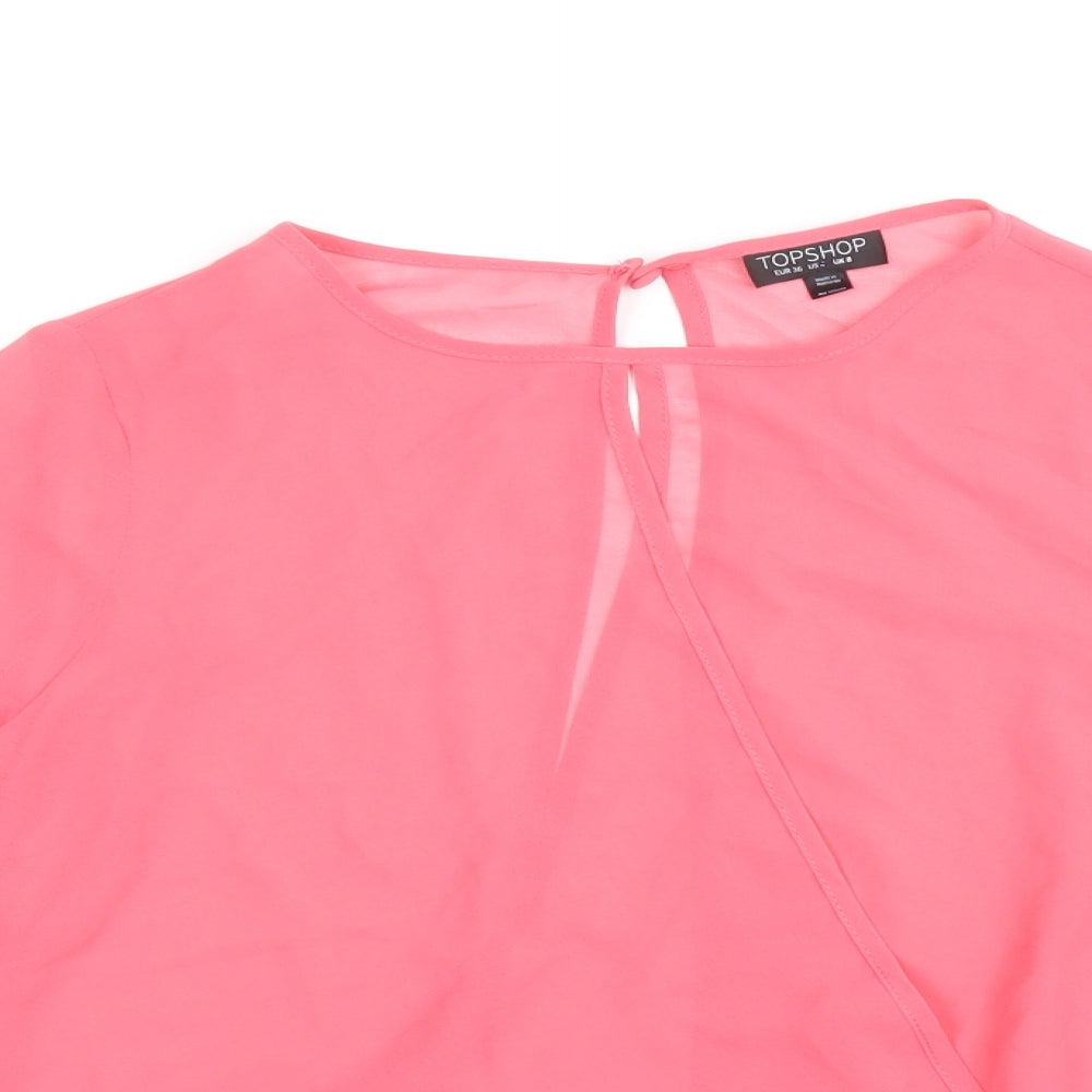 Womens UK Size 8 Topshop Pink Basic Blouse