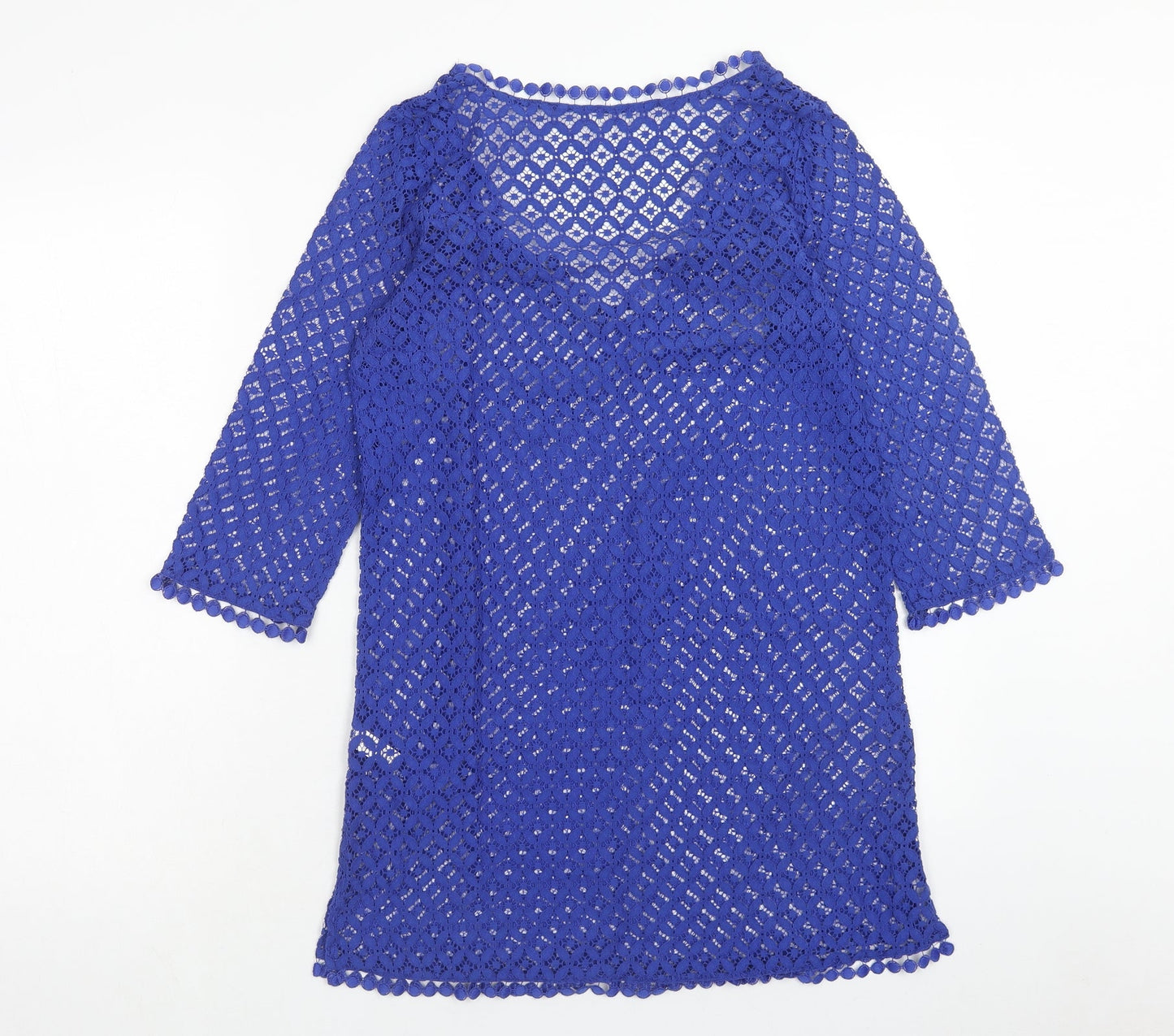 Lepel Womens Blue Cotton Shift Size S V-Neck Pullover