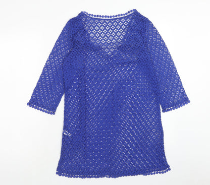 Lepel Womens Blue Cotton Shift Size S V-Neck Pullover