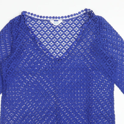 Lepel Womens Blue Cotton Shift Size S V-Neck Pullover