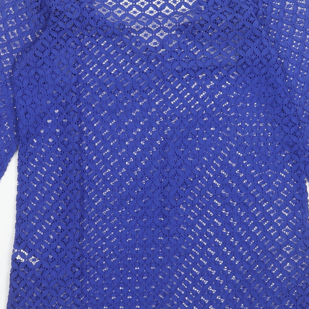 Lepel Womens Blue Cotton Shift Size S V-Neck Pullover