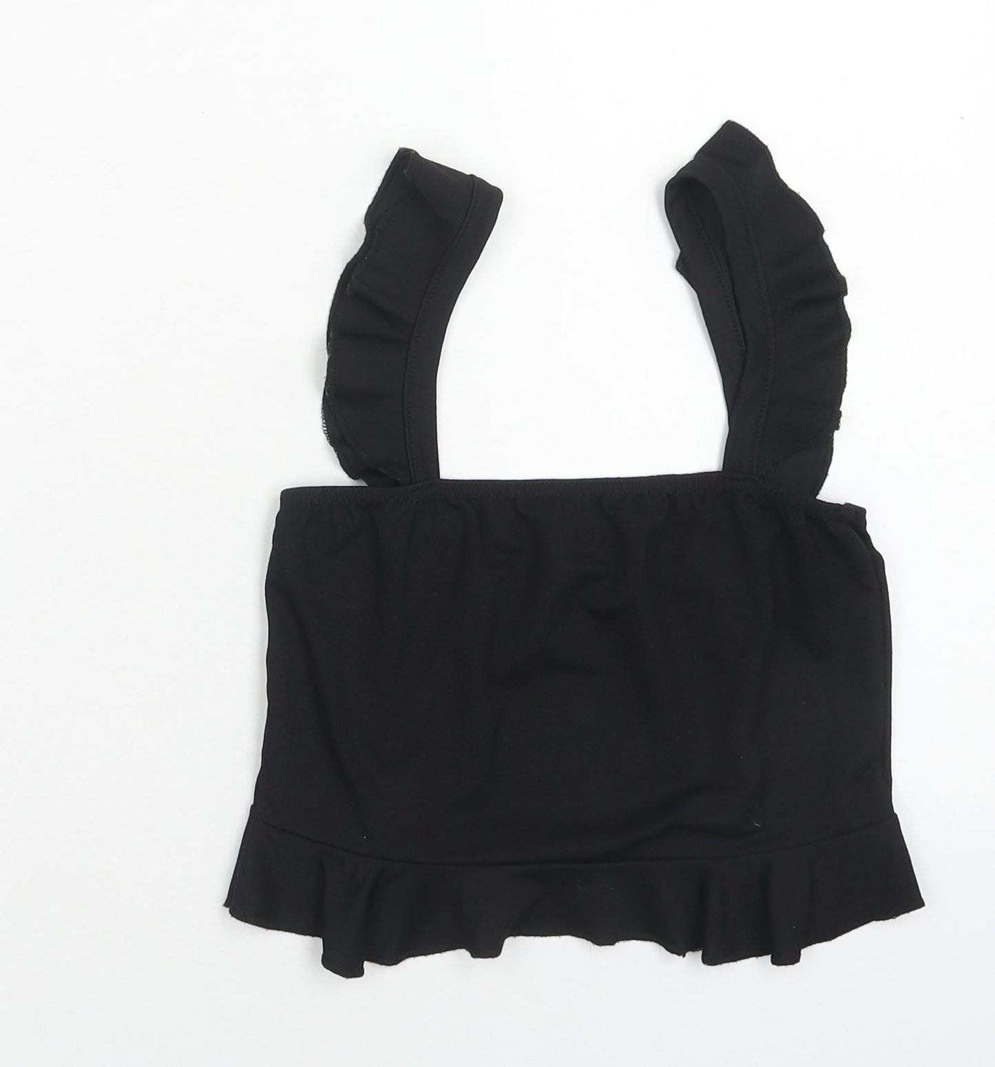 Womens UK Size 10 PRETTYLITTLETHING Black Cropped Tank
