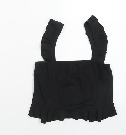 Womens UK Size 10 PRETTYLITTLETHING Black Cropped Tank