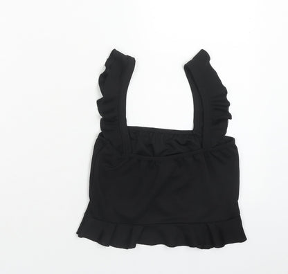 Womens UK Size 10 PRETTYLITTLETHING Black Cropped Tank