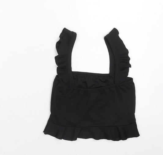 Womens UK Size 10 PRETTYLITTLETHING Black Cropped Tank