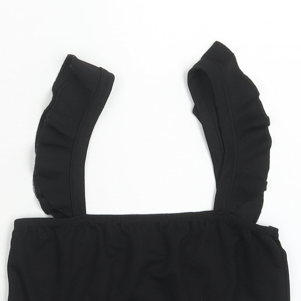 Womens UK Size 10 PRETTYLITTLETHING Black Cropped Tank
