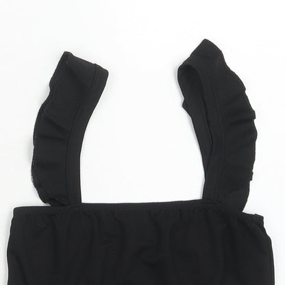 Womens UK Size 10 PRETTYLITTLETHING Black Cropped Tank