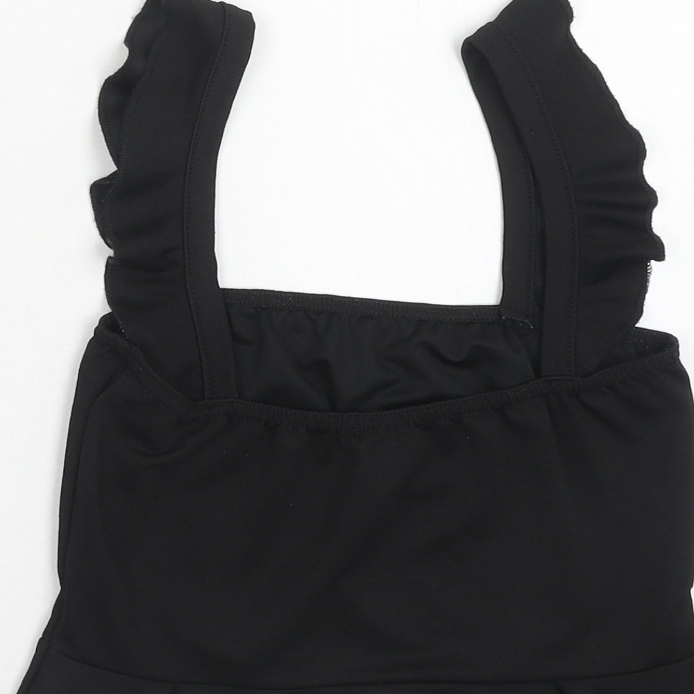 Womens UK Size 10 PRETTYLITTLETHING Black Cropped Tank