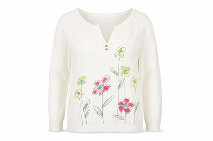 Apange Womens Ivory V-Neck Viscose Pullover Jumper Size M