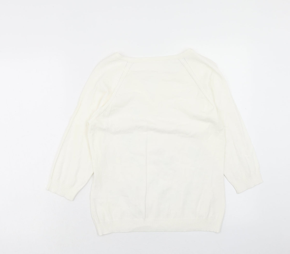Apange Womens Ivory V-Neck Viscose Pullover Jumper Size M