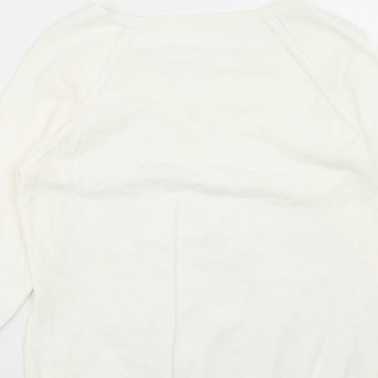 Apange Womens Ivory V-Neck Viscose Pullover Jumper Size M