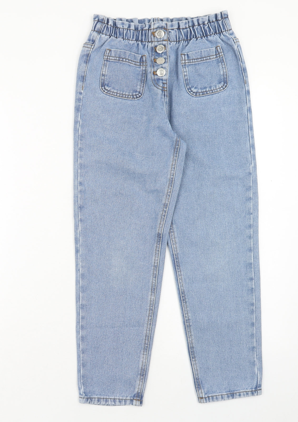 Matalan Girls Blue Cotton Straight Jeans Size 9 Months Regular Button