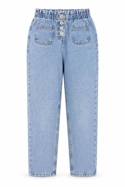 Matalan Girls Blue Cotton Straight Jeans Size 9 Months Regular Button