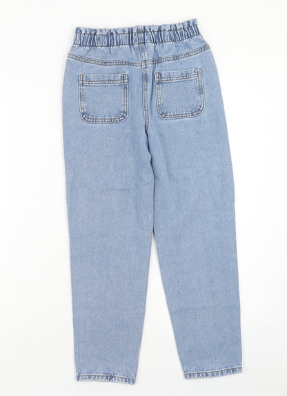 Matalan Girls Blue Cotton Straight Jeans Size 9 Months Regular Button