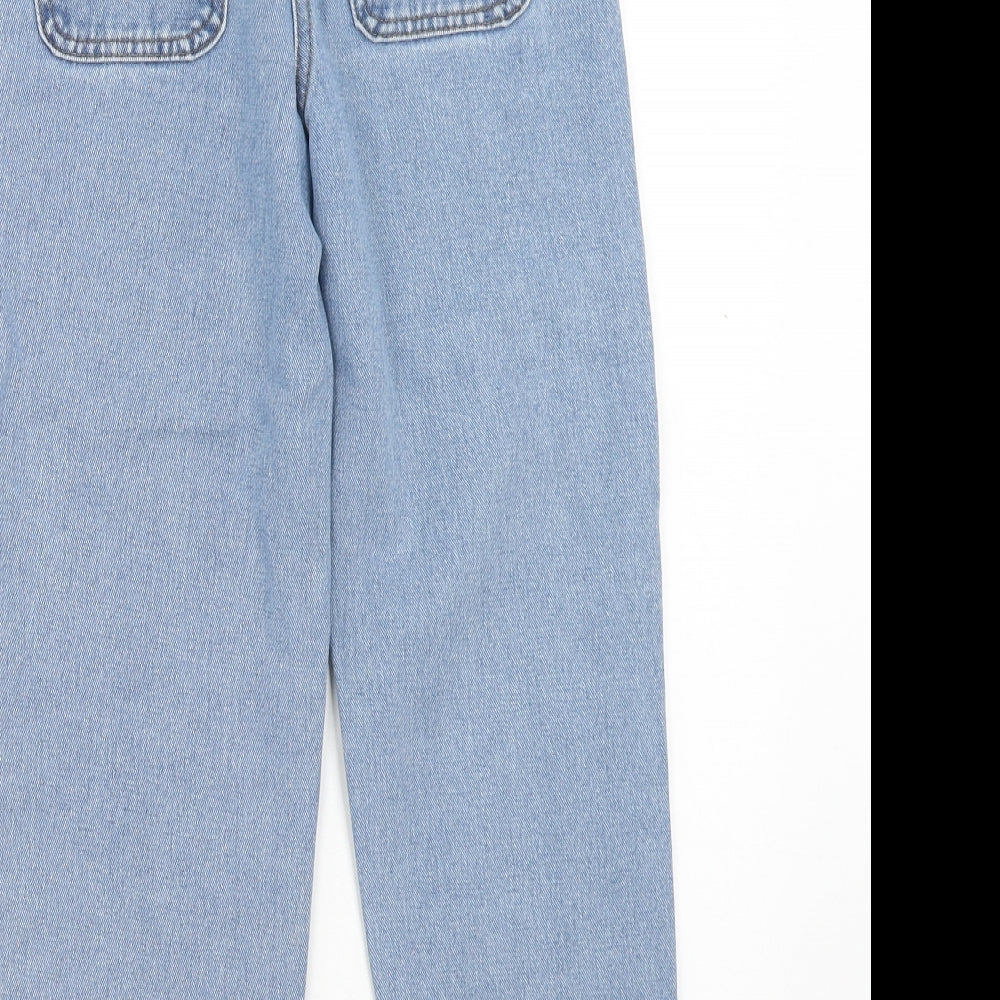 Matalan Girls Blue Cotton Straight Jeans Size 9 Months Regular Button