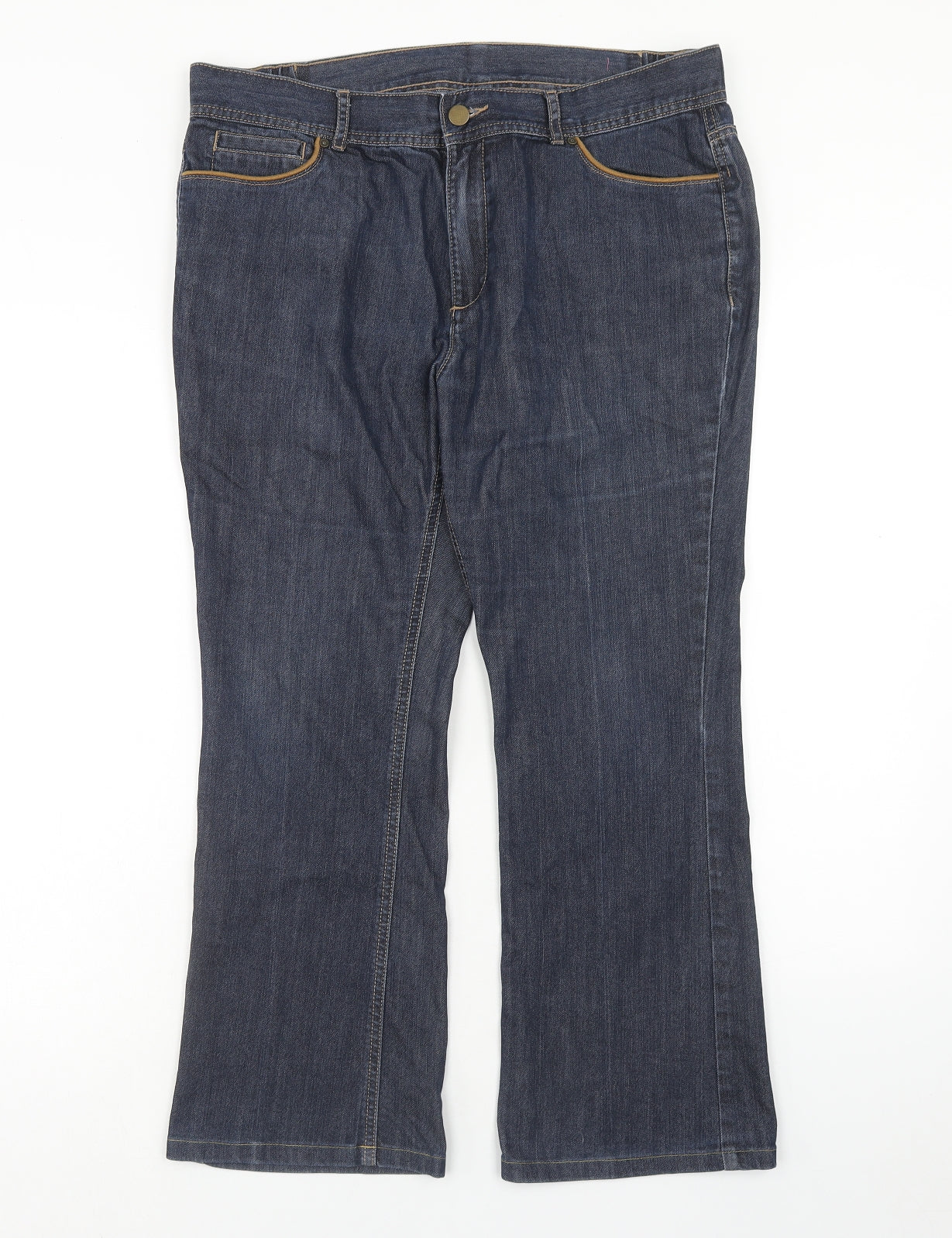 Classic Womens Blue Cotton Bootcut Jeans Size 34 in Regular Zip