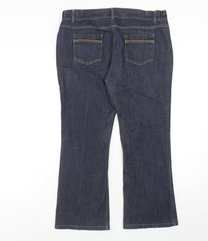 Classic Womens Blue Cotton Bootcut Jeans Size 34 in Regular Zip