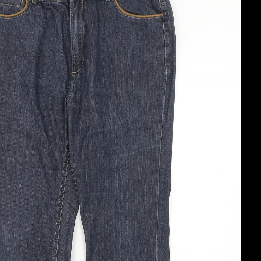 Classic Womens Blue Cotton Bootcut Jeans Size 34 in Regular Zip