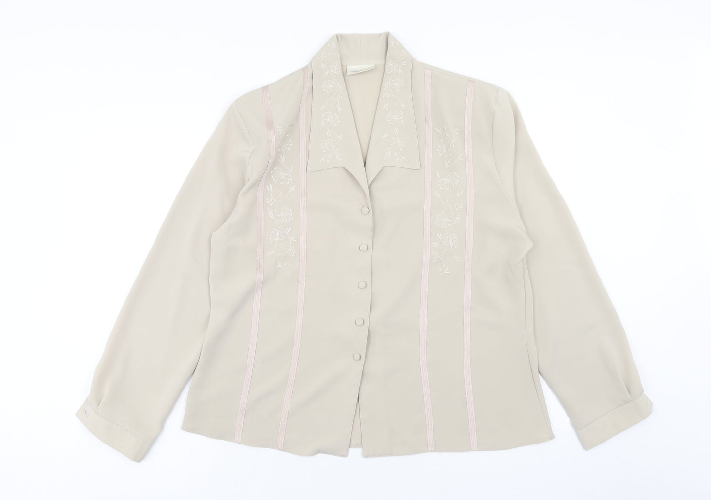 Womens UK Size 18 Michael Gold Beige Basic Button-Up