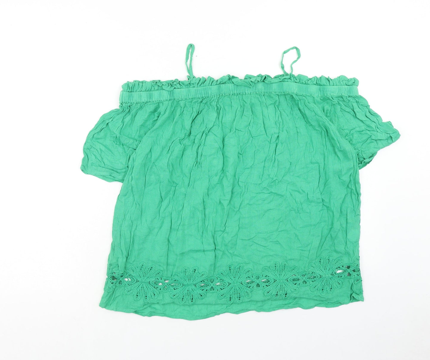 Womens UK Size 10 River Island Green Basic Blouse