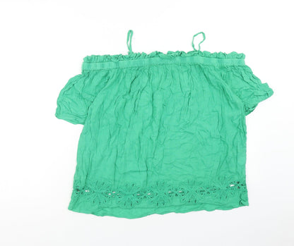 Womens UK Size 10 River Island Green Basic Blouse
